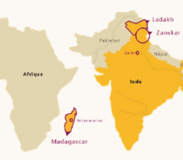 Carte du monde — pays aidés par Jullay Partage